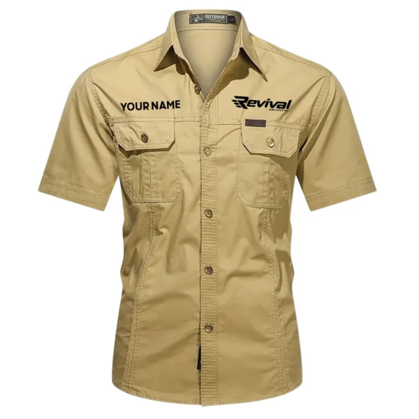 Revival Boats Fishing AU Exclusive Logo Casual Shirt HOFS060525AU1RVB - Khaki