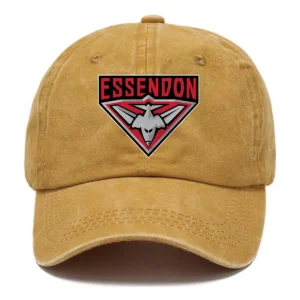 Essendon Bombers AFL Exclusive Logo Washed Cotton Baseball Cap - Printed With Box HOAFL100525BC01ESS - Yellow