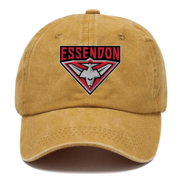 Essendon Bombers AFL Exclusive Logo Washed Cotton Baseball Cap - Printed With Box HOAFL100525BC01ESS - Yellow