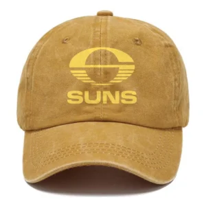 Gold Coast SUNS AFL Exclusive Logo Washed Cotton Baseball Cap - Printed With Box HOAFL100525BC01GCFC - Yellow
