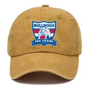 Western Bulldogs AFL Exclusive Logo Washed Cotton Baseball Cap - Printed With Box HOAFL100525BC01WB - Yellow