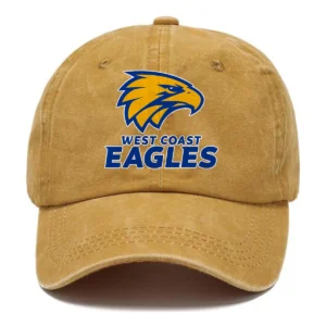 West Coast Eagles AFL Exclusive Logo Washed Cotton Baseball Cap - Printed With Box HOAFL100525BC01WCE - Yellow