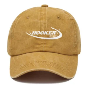 Hooker Boats Fishing AU Exclusive Logo Washed Cotton Baseball Cap - Printed With Box HOFS070525AU1HOO - Yellow