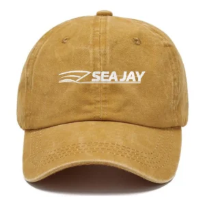 Sea Jay Fishing AU Exclusive Logo Washed Cotton Baseball Cap - Printed With Box HOFS070525AU1SJB - Yellow