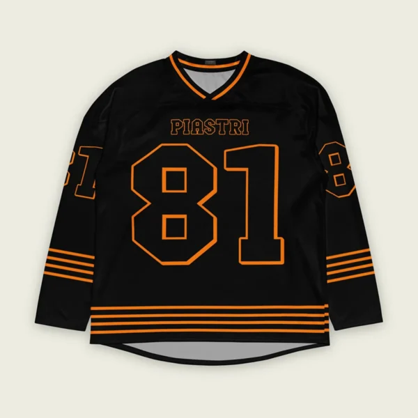 Oscar Piastri McLaren F1 V Neck Hockey Jersey BLF18525A4HJY - Orange Black - Image 2