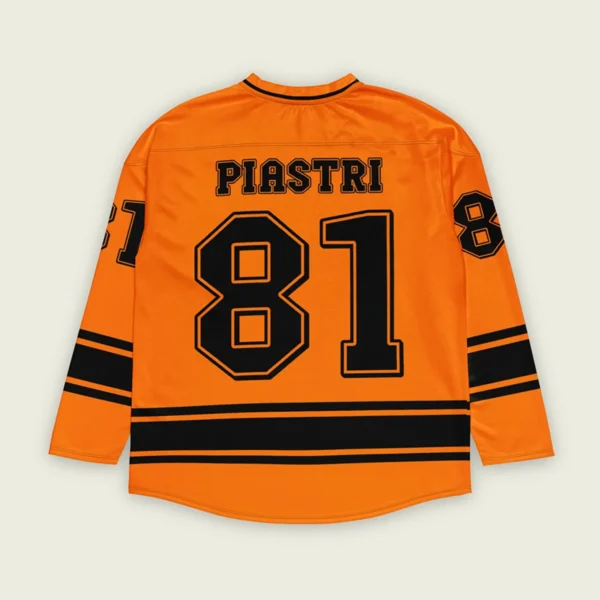 Oscar Piastri McLaren F1 V Neck Hockey Jersey BLF18525A5HJY - Papaya - Image 2