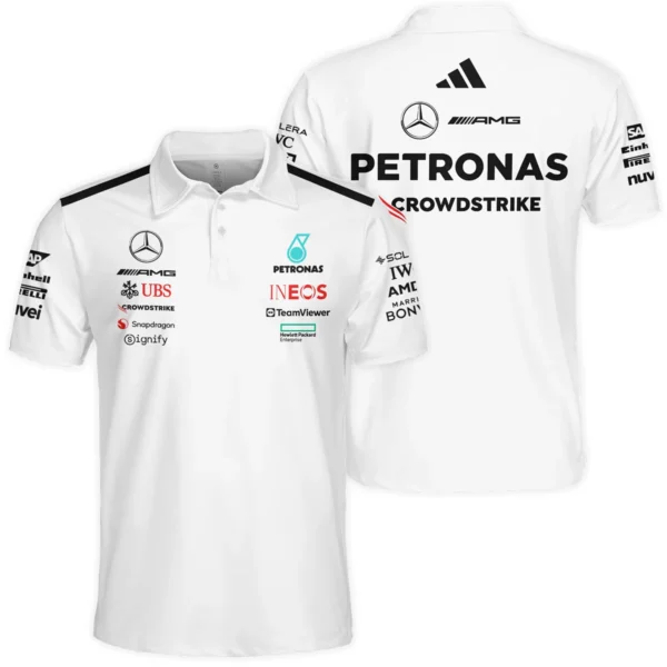 2025 Team Mercedes-AMG Petronas F1 Polo Shirt All Over Prints BLMER6525A2PL