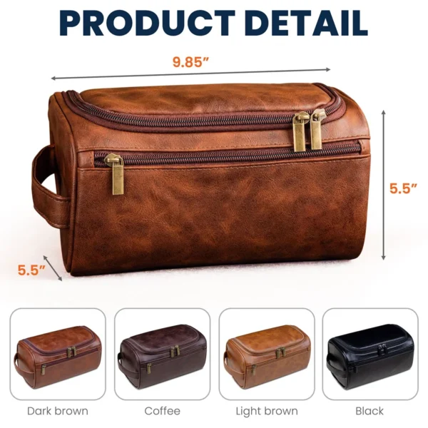 GWS Giants AFL Exclusive Logo Personalized Leather Toiletry Bag HOAFL0090525LTB01GWS - Coffee - Image 5