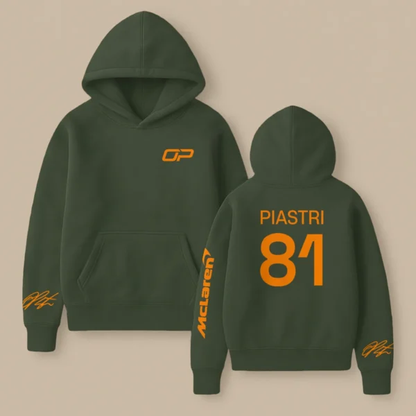 Oscar Piastri McLaren F1 Fashion Clothing For Racing Fans Unisex Hoodie BLOP25425 - Olive Green