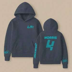Lando Norris McLaren F1 Fashion Clothing For Racing Fans Unisex Hoodie BLNR25425 - Charcoal