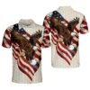 Personalized Funny Golf Polo Shirt for Men Proud Golf American Flag Polo Shirt 3D Patriotic Mens Golf Polo Shirts GOLF
