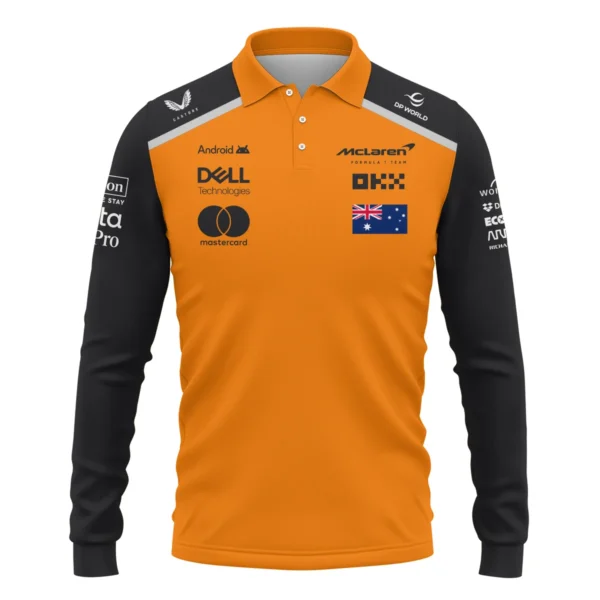 Oscar Piastri McLaren Formula One Exclusive Logo Long Polo Shirt BLF1290325A3MCLLPL - Image 2
