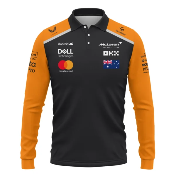 Oscar Piastri McLaren Formula One Exclusive Logo Long Polo Shirt BLF1290325A4MCLLPL - Image 2