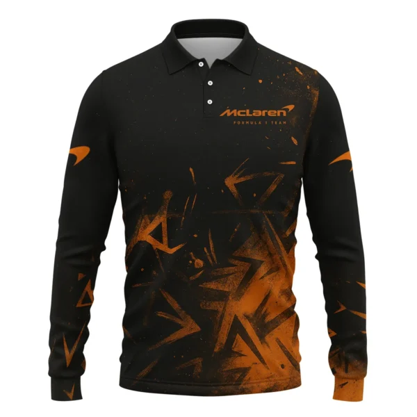 Oscar Piastri McLaren F1 Long Polo Shirt All Over Prints BLMCL3525A3OPLPL - Image 2