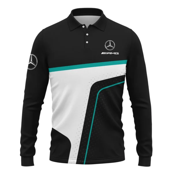 Limited Edition Mercedes-AMG Petronas F1 Long Polo Shirt All Over Prints BLMER6525A5LPL - Image 2