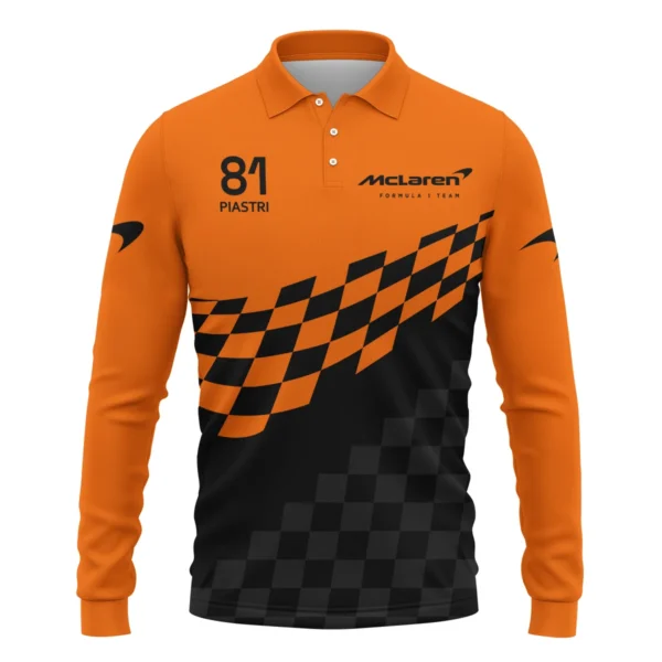 Oscar Piastri McLaren F1 Long Polo Shirt All Over Prints BLOP10425A1LPL - Image 2