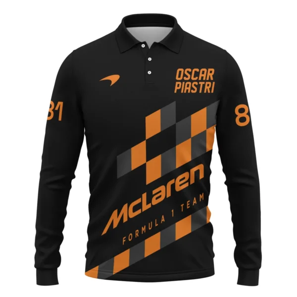 Oscar Piastri McLaren F1 Long Polo Shirt All Over Prints BLOP10425A6LPL - Image 2