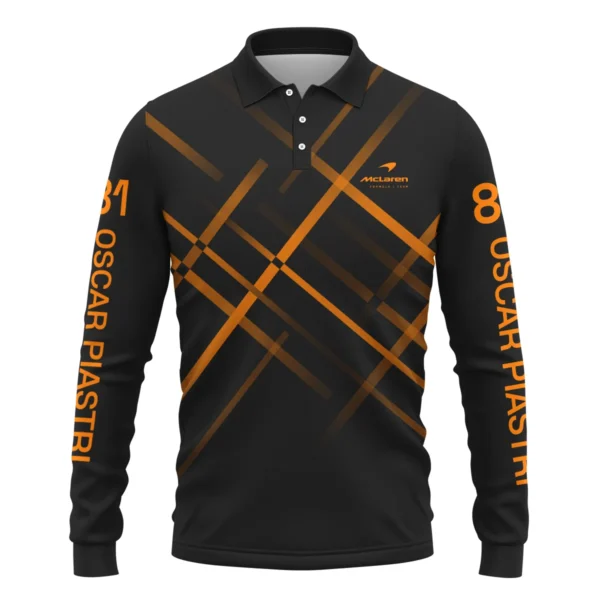 Oscar Piastri McLaren F1 Long Polo Shirt All Over Prints BLOP3425A2LPL - Image 2