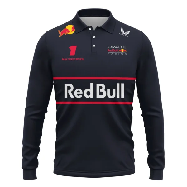 Red Bull Racing F1 Long Polo Shirt All Over Prints BLRBR10525A1LPL - Image 2