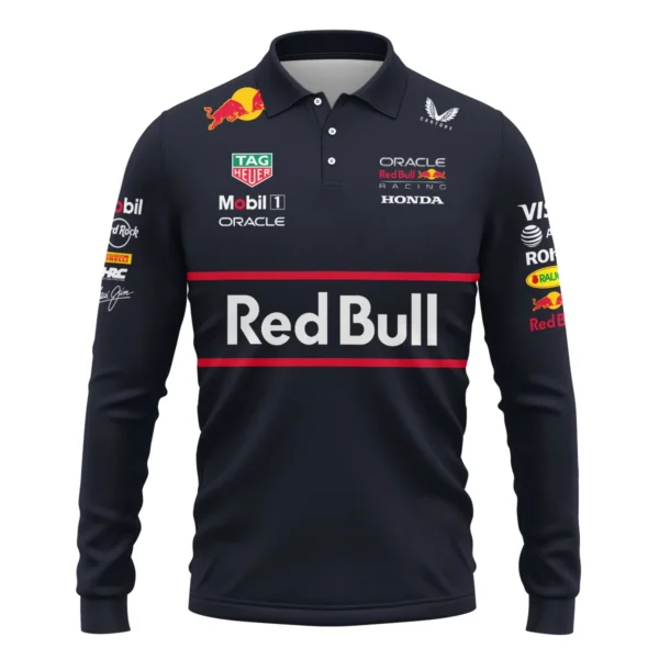 Red Bull Racing F1 Long Polo Shirt All Over Prints BLRBR10525A2LPL - Image 2