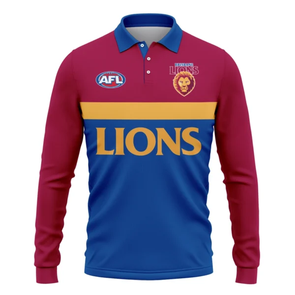 Brisbane Lions Australian Football League Exclusive Logo Long Polo Shirt HOAFL140525A01BLLPL
