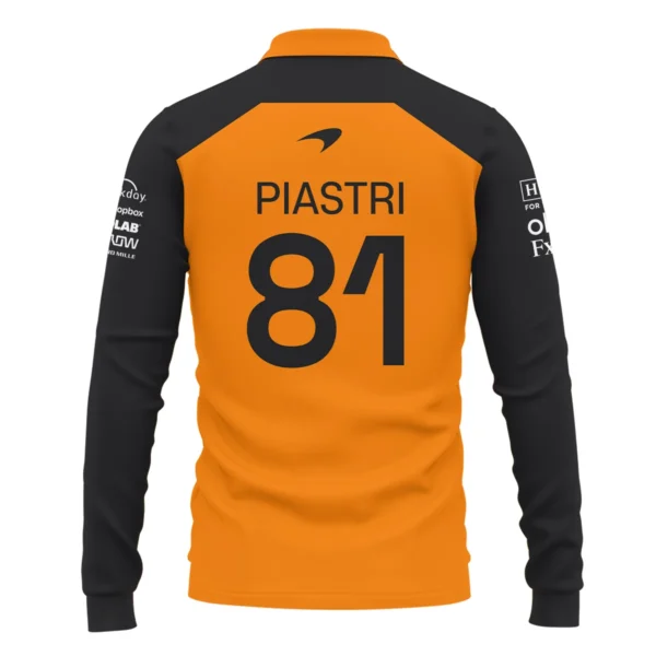 Oscar Piastri McLaren Formula One Exclusive Logo Long Polo Shirt BLF1290325A3MCLLPL - Image 3