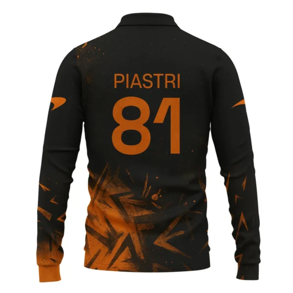 Oscar Piastri McLaren F1 Long Polo Shirt All Over Prints BLMCL3525A3OPLPL - Image 3