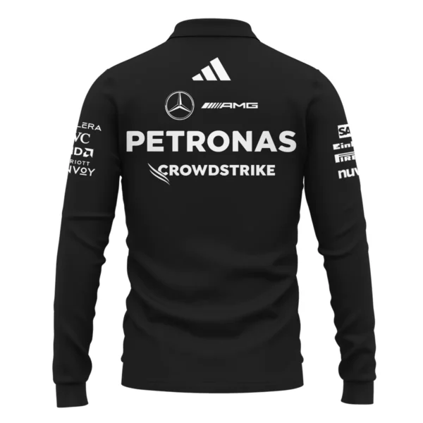 2025 Team Mercedes-AMG Petronas F1 Long Polo Shirt All Over Prints BLMER6525A1LPL - Image 3