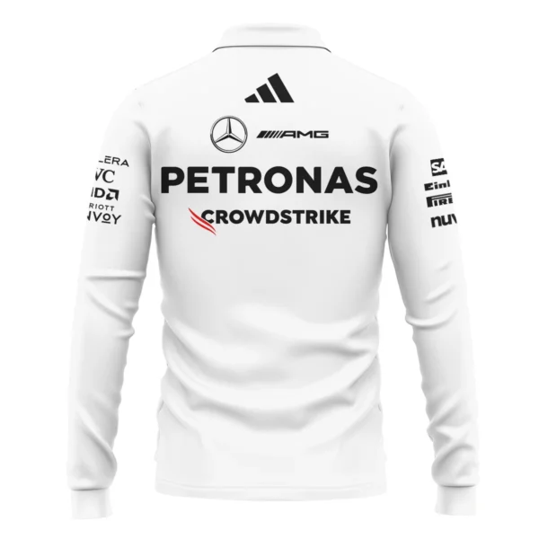 2025 Team Mercedes-AMG Petronas F1 Long Polo Shirt All Over Prints BLMER6525A2LPL - Image 3