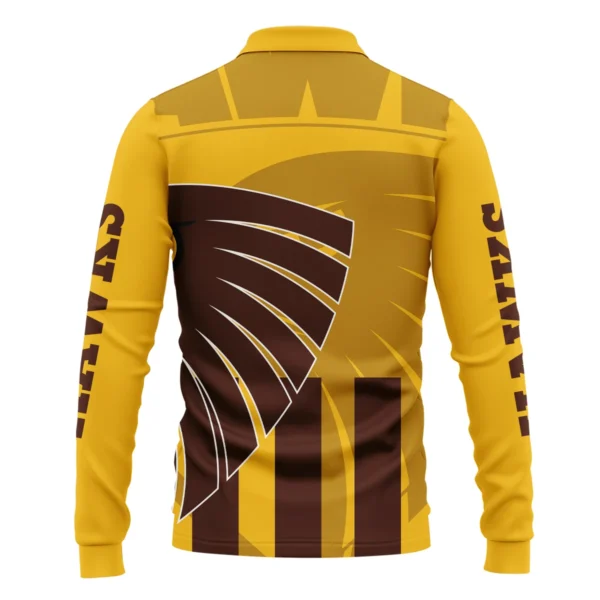 Hawthorn Hawks Australian Football League Exclusive Logo Long Polo Shirt HOAFL130525A02HAWLPL - Image 2
