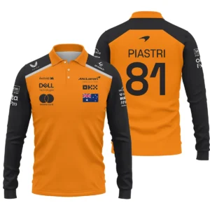 Oscar Piastri McLaren Formula One Exclusive Logo Long Polo Shirt BLF1290325A3MCLLPL