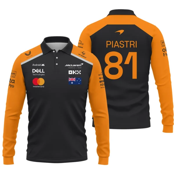 Oscar Piastri McLaren Formula One Exclusive Logo Long Polo Shirt BLF1290325A4MCLLPL