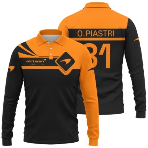 Oscar Piastri McLaren F1 Long Polo Shirt All Over Prints BLMCL5525A3LPL