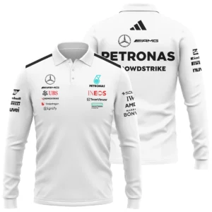 2025 Team Mercedes-AMG Petronas F1 Long Polo Shirt All Over Prints BLMER6525A2LPL
