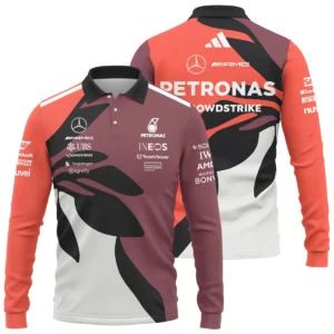 2025 Miami Floral Mercedes-AMG Petronas F1 Long Polo Shirt All Over Prints BLMER6525A3LPL
