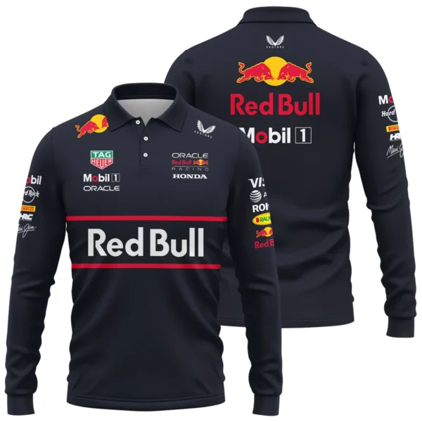Red Bull Racing F1 Long Polo Shirt All Over Prints BLRBR10525A2LPL