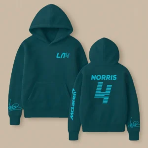 Lando Norris McLaren F1 Fashion Clothing For Racing Fans Unisex Hoodie BLNR25425 - Dark Teal