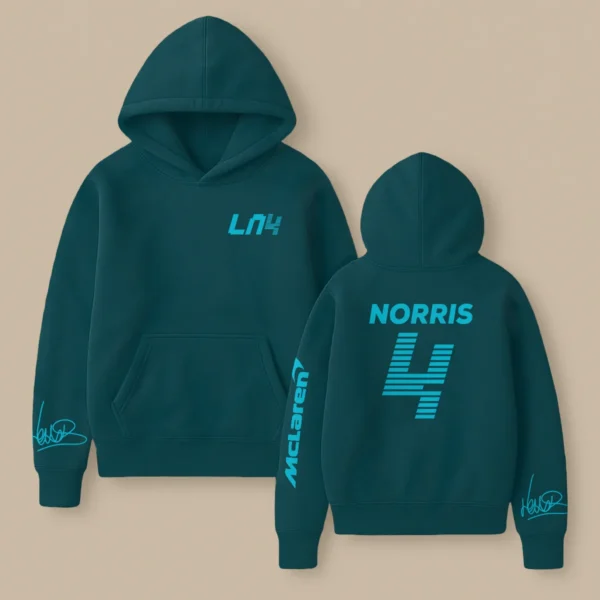 Lando Norris McLaren F1 Fashion Clothing For Racing Fans Unisex Hoodie BLNR25425 - Dark Teal