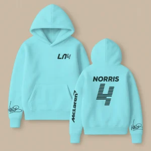 Lando Norris McLaren F1 Fashion Clothing For Racing Fans Unisex Hoodie BLNR25425 - Cool Cyan