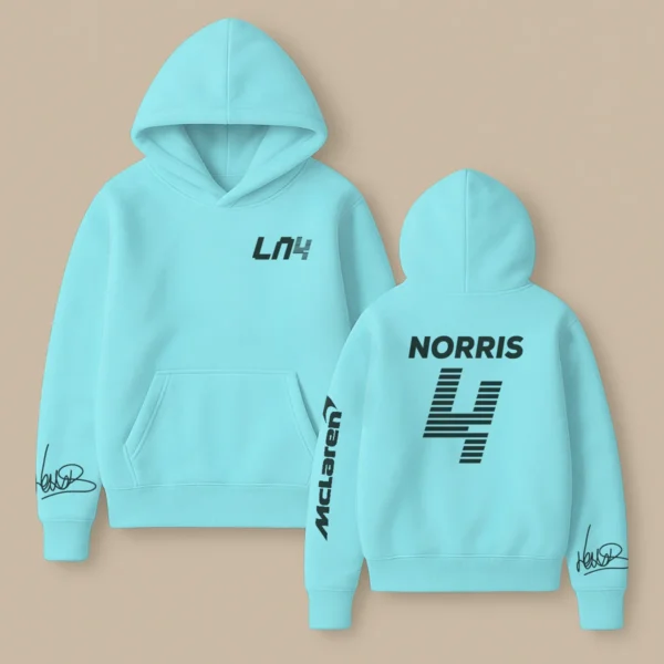 Lando Norris McLaren F1 Fashion Clothing For Racing Fans Unisex Hoodie BLNR25425 - Cool Cyan