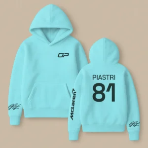 Oscar Piastri McLaren F1 Fashion Clothing For Racing Fans Unisex Hoodie BLOP25425 - Cool Cyan