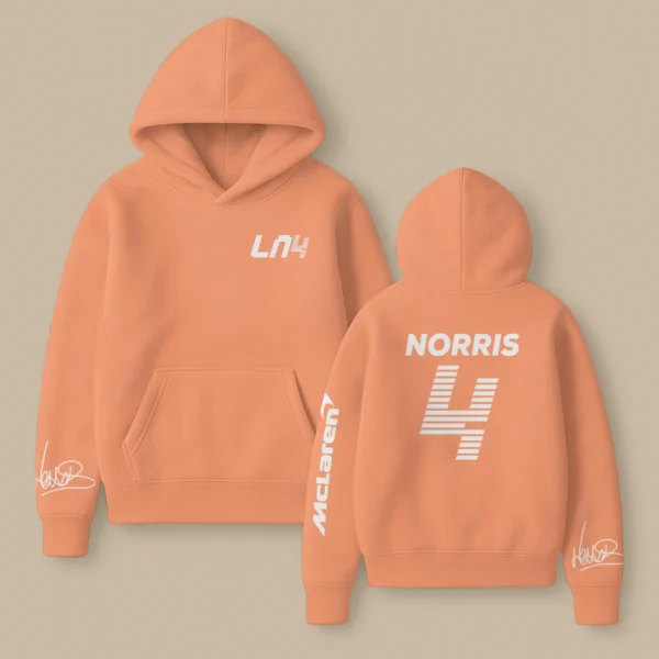 Lando Norris McLaren F1 Fashion Clothing For Racing Fans Unisex Hoodie BLNR25425 - Pastel Orange