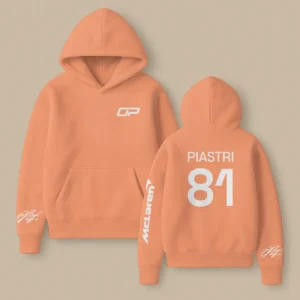Oscar Piastri McLaren F1 Fashion Clothing For Racing Fans Unisex Hoodie BLOP25425 - Pastel Orange