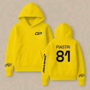 Oscar Piastri McLaren F1 Fashion Clothing For Racing Fans Unisex Hoodie BLOP25425 - Golden Yellow