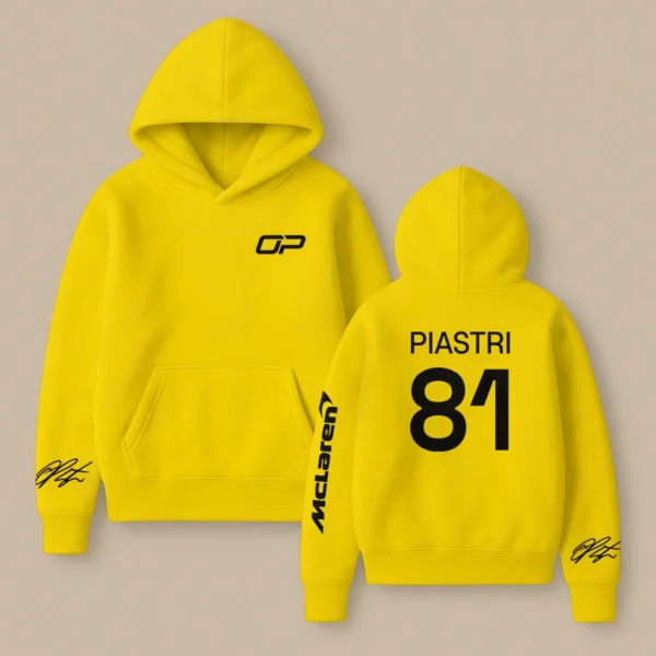 Oscar Piastri McLaren F1 Fashion Clothing For Racing Fans Unisex Hoodie BLOP25425 - Golden Yellow