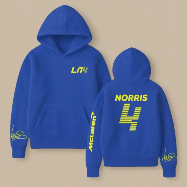 Lando Norris McLaren F1 Fashion Clothing For Racing Fans Unisex Hoodie BLNR25425 - Blue