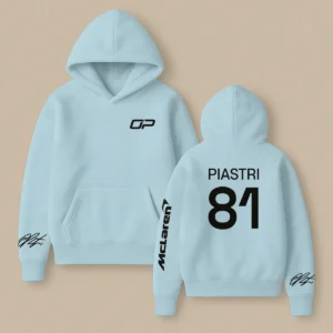 Oscar Piastri McLaren F1 Fashion Clothing For Racing Fans Unisex Hoodie BLOP25425 - Light Blue