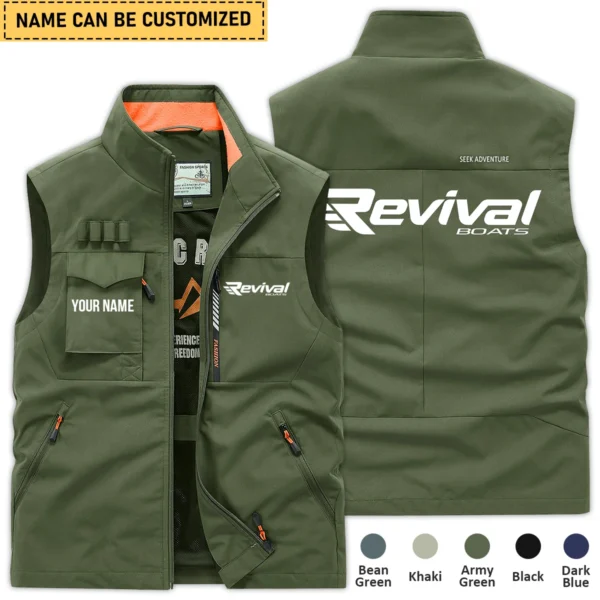 Revival Boats Fishing AU Exclusive Logo Outdoor Sleeveless Vest HOFS140525A01RVB - ArmyGreen