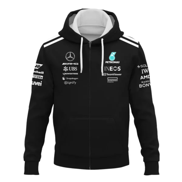 2025 Team Mercedes-AMG Petronas F1 Exclusive Logo Zipper Hoodie BLMER6525A1ZHD - Image 2