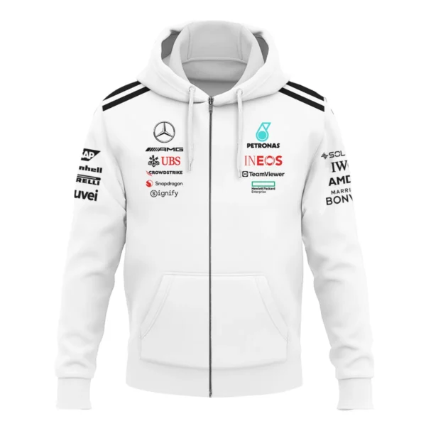 2025 Team Mercedes-AMG Petronas F1 Exclusive Logo Zipper Hoodie BLMER6525A2ZHD - Image 2